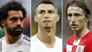 Fifa’s best player: Cristiano Ronaldo, Luka Modric and Mohamed Salah in final three