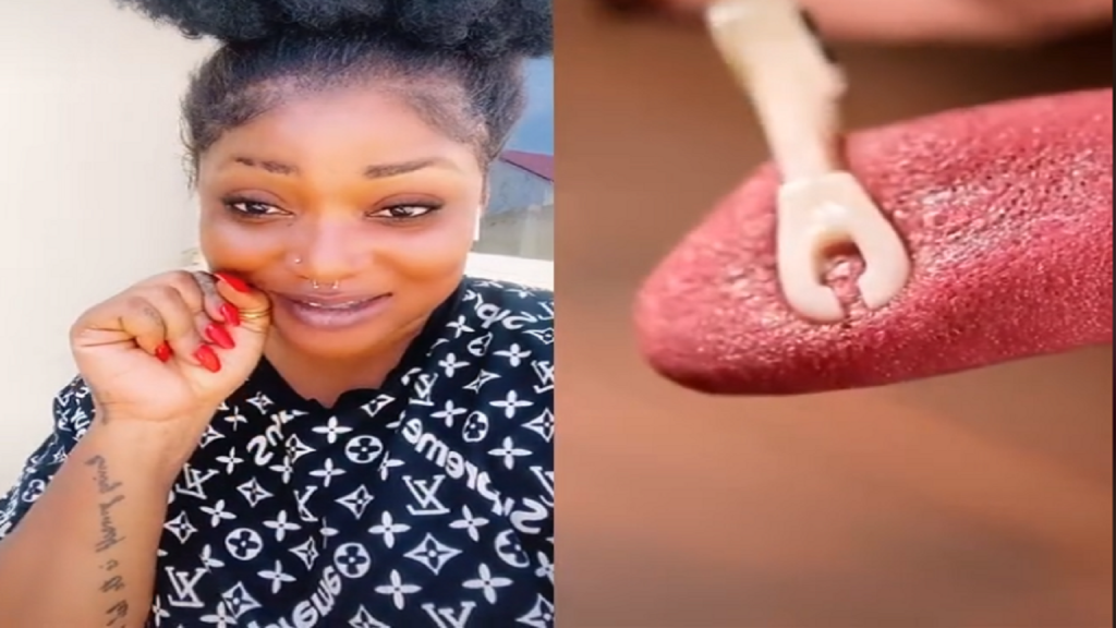 Vidoe: Lady Shares Her Experience After Piecing Her Tongue