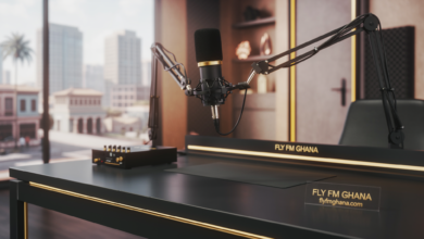 Fly FM Ghana newsroom and news broadcast image