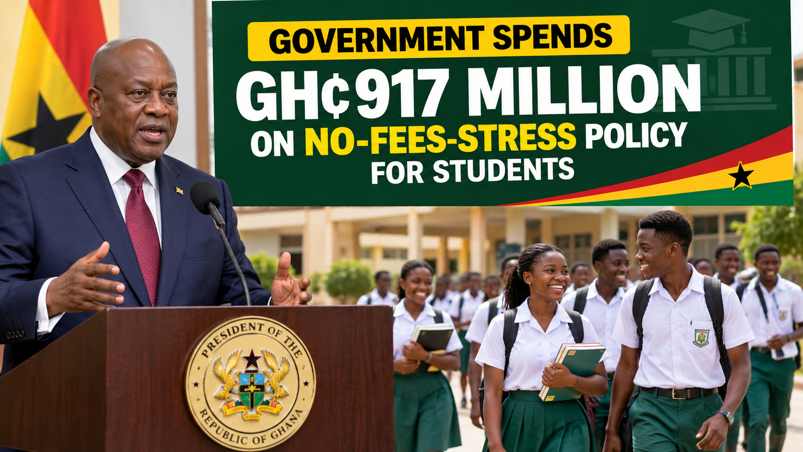 Government Spends GH¢917 Million on No-Fees-Stress Policy for Students
